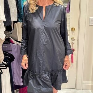Navy COS taffeta ruffle hem dress
